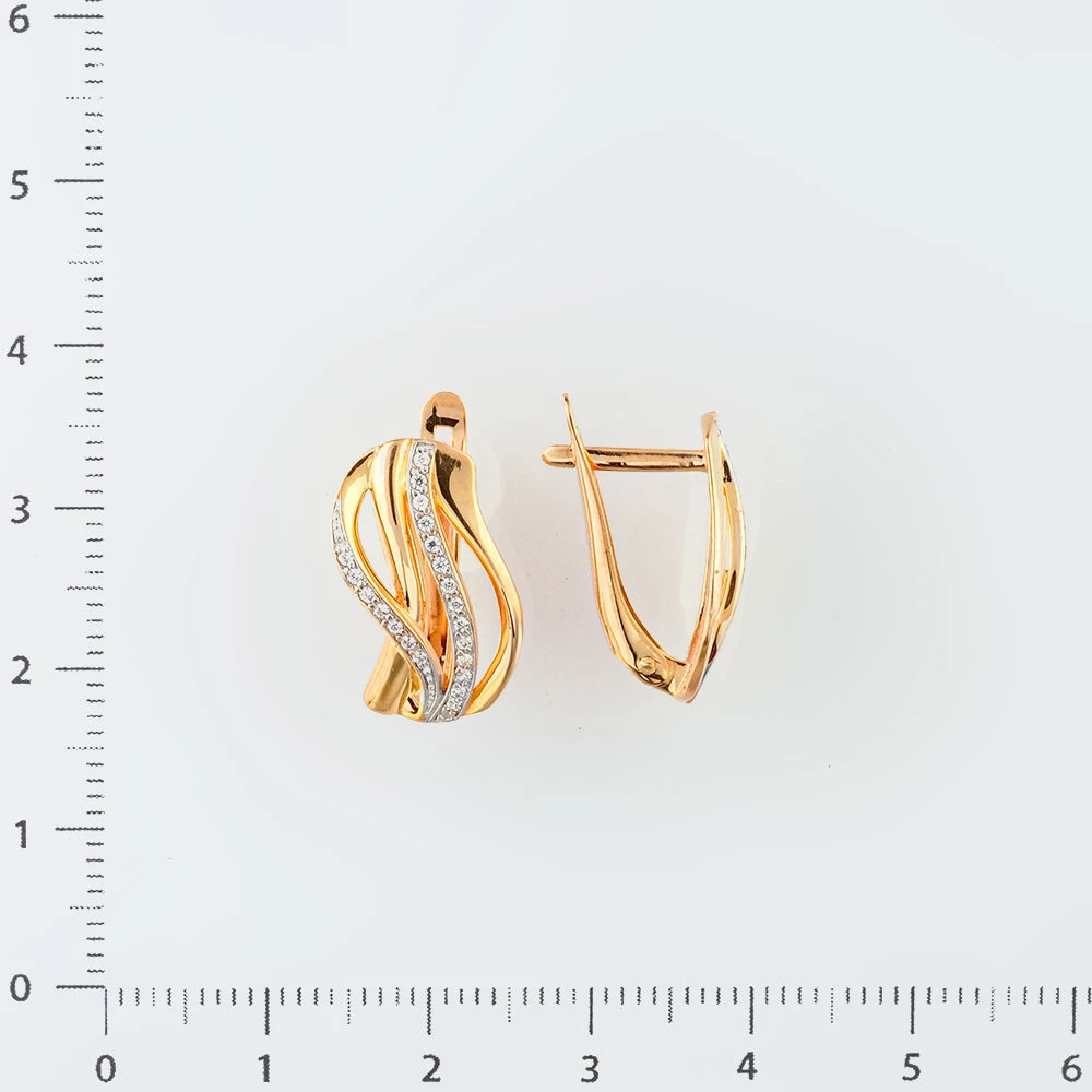 Серьги с фианитом из красного золота 585 пробы 2