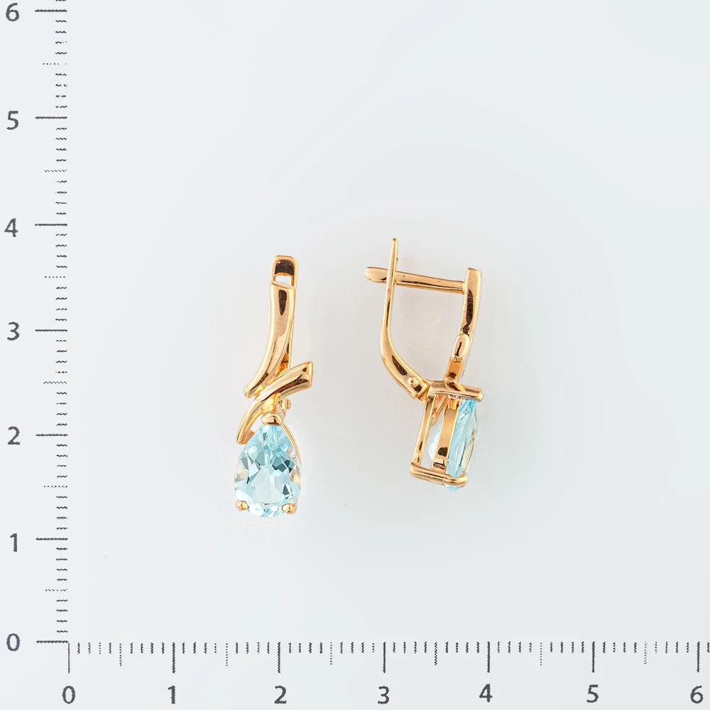 Серьги с топазом из красного золота 585 пробы 2