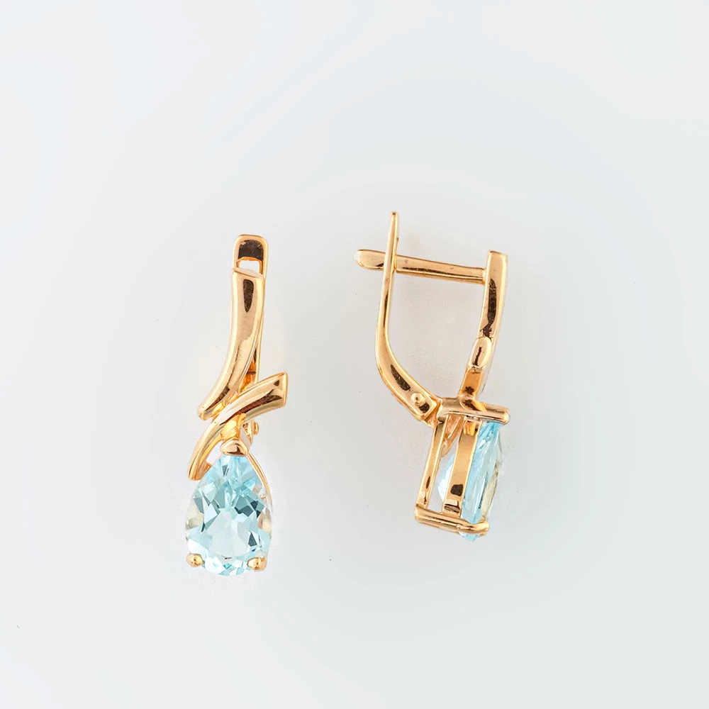 Серьги с топазом из красного золота 585 пробы 1