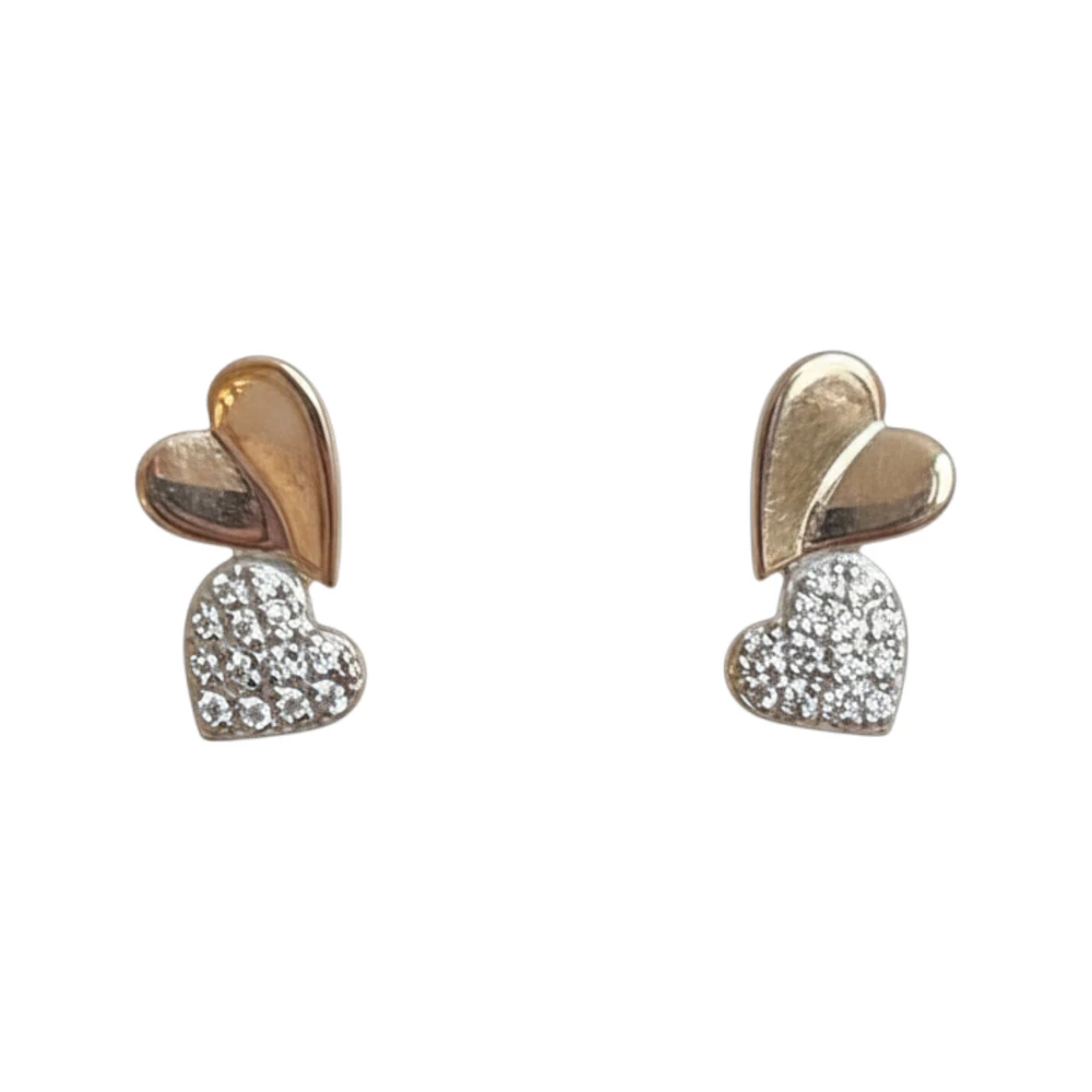 Серьги с фианитом из красного золота 585 пробы 1