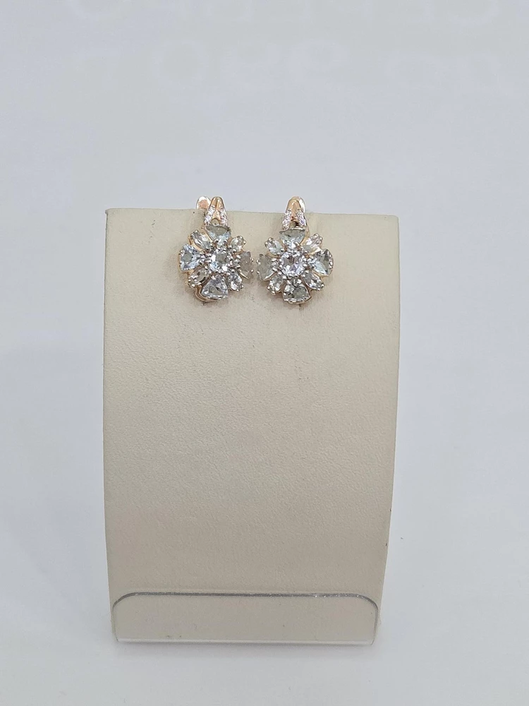 Серьги с топазом из красного золота 585 пробы 1
