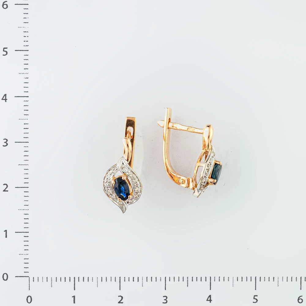 Серьги с сапфиром из красного золота 585 пробы 2