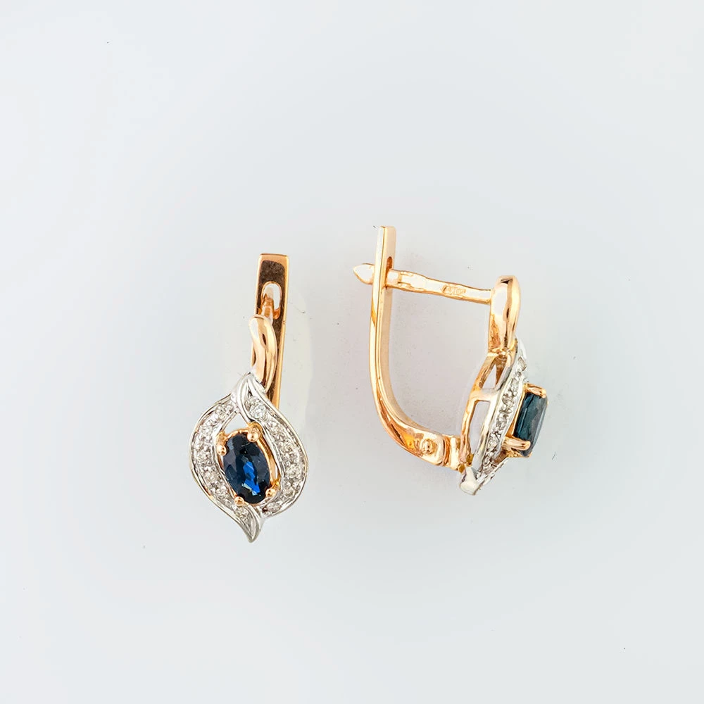 Серьги с сапфиром из красного золота 585 пробы 1