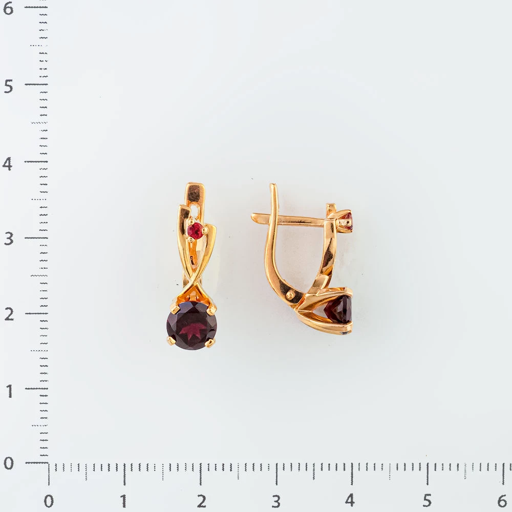 Серьги с гранатом из красного золота 585 пробы 2