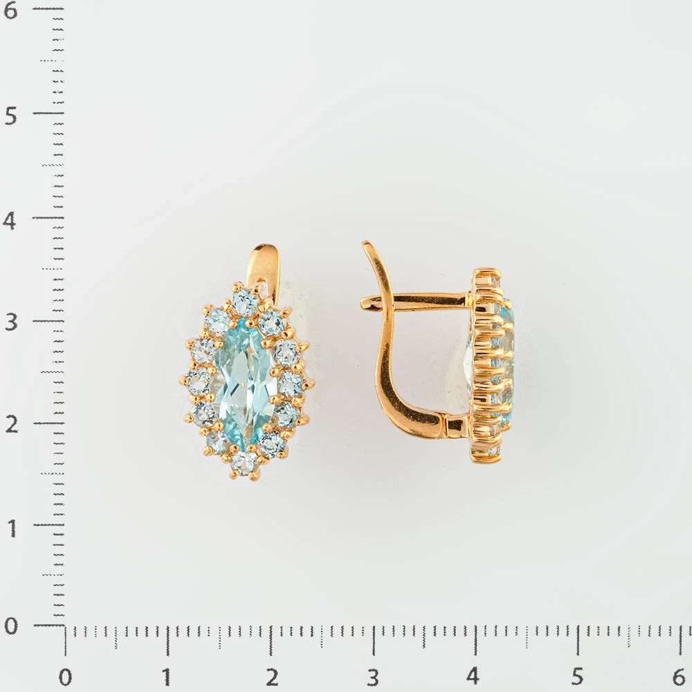 Серьги с топазом из красного золота 585 пробы 2