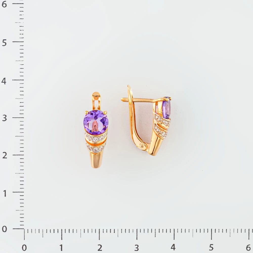 Серьги с аметистом из красного золота 585 пробы 2