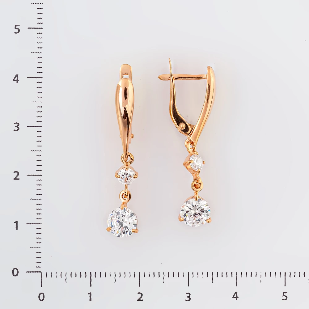 Серьги с фианитом из красного золота 585 пробы 2