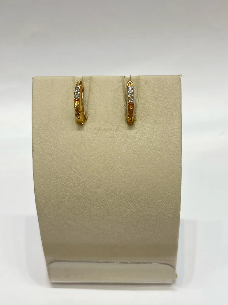Серьги с фианитом из красного золота 585 пробы 1