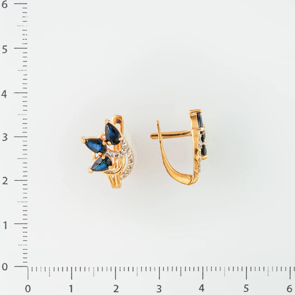 Серьги с сапфиром из красного золота 585 пробы 2