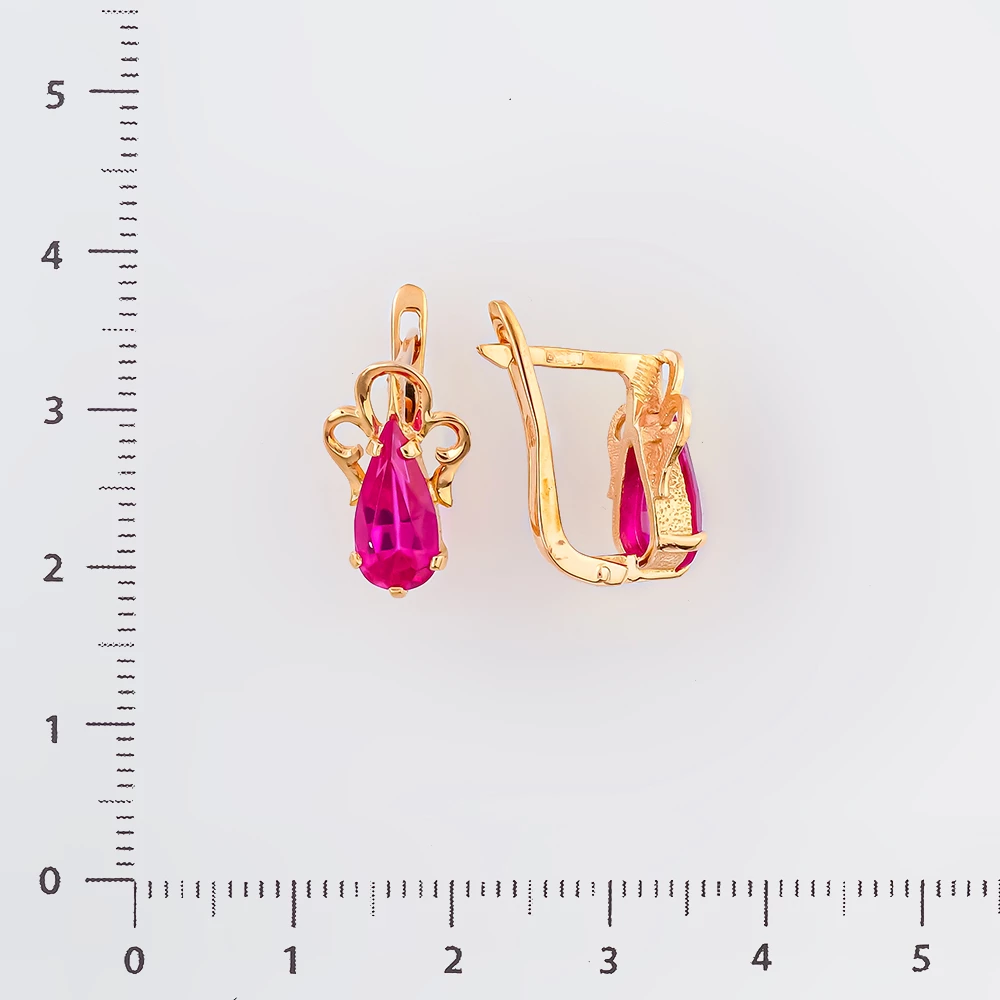 Серьги с фианитом из красного золота 583 пробы 2