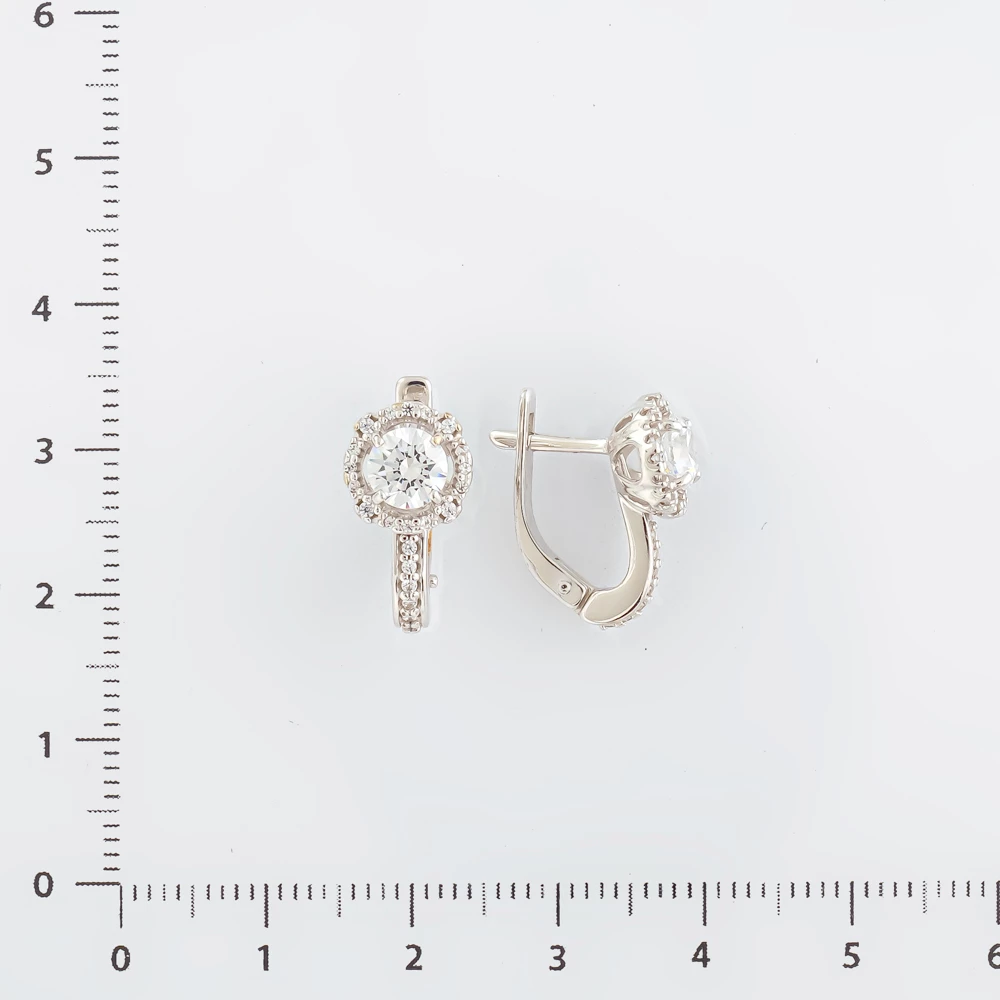 Серьги с фианитом из белого золота 585 пробы 2