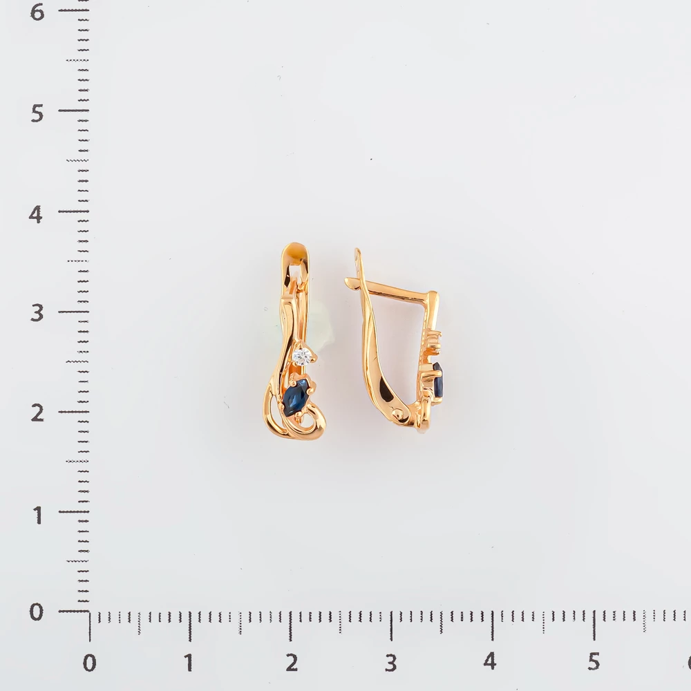 Серьги с сапфиром из красного золота 585 пробы 2