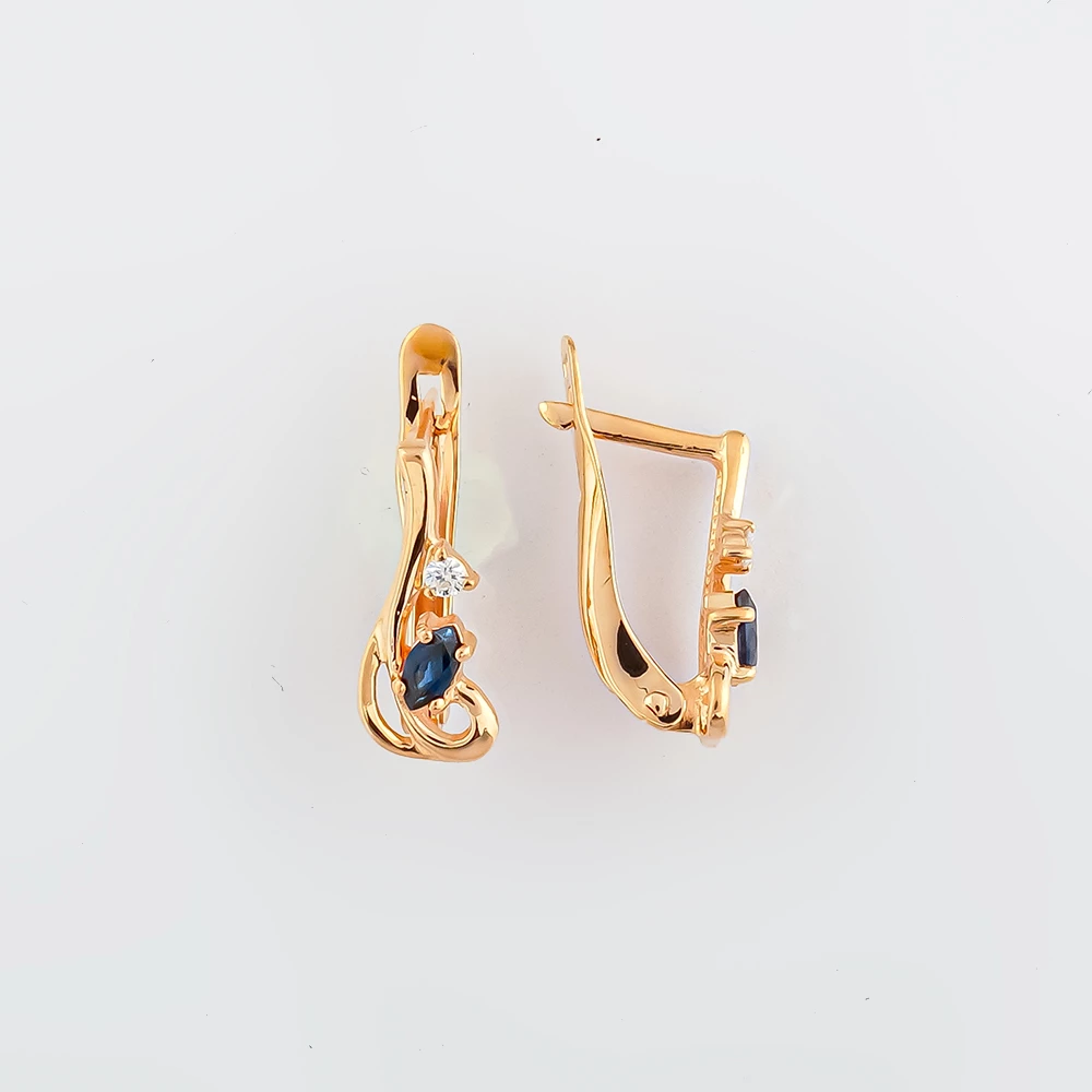 Серьги с сапфиром из красного золота 585 пробы 1