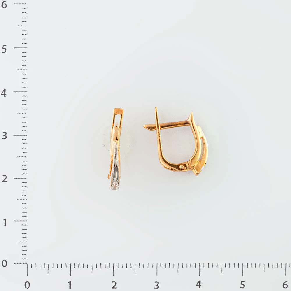 Серьги с фианитом из красного золота 585 пробы 2