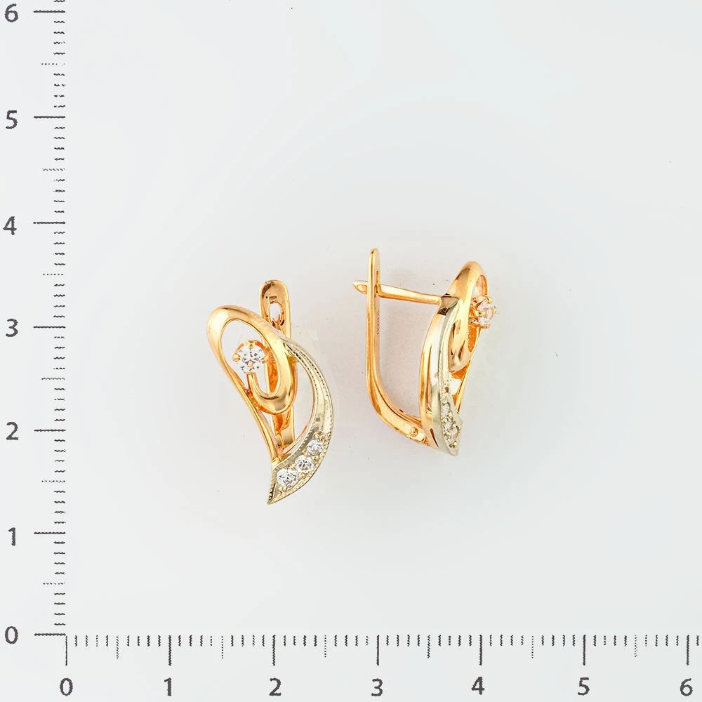 Серьги с фианитом из красного золота 585 пробы 2