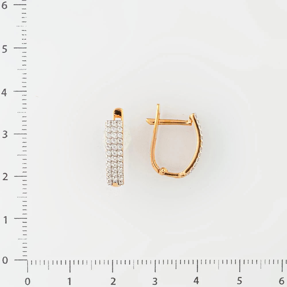 Серьги с фианитом из красного золота 585 пробы 2