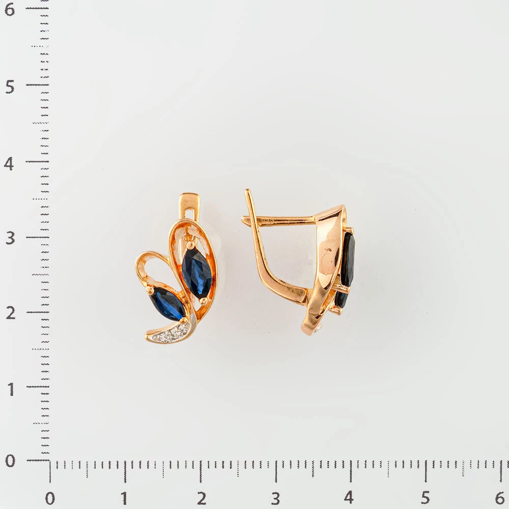 Серьги с сапфиром из красного золота 585 пробы 2