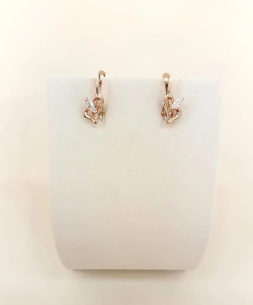 Серьги с фианитом из красного золота 585 пробы 1