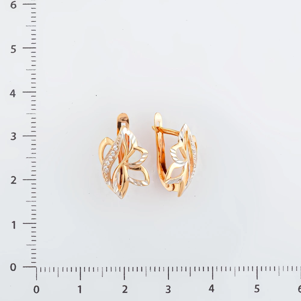 Серьги с фианитом из красного золота 585 пробы 2