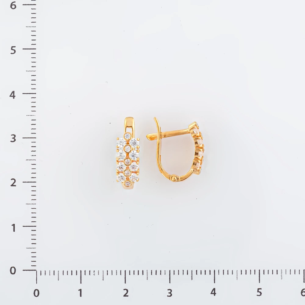 Серьги с фианитом из красного золота 585 пробы 2