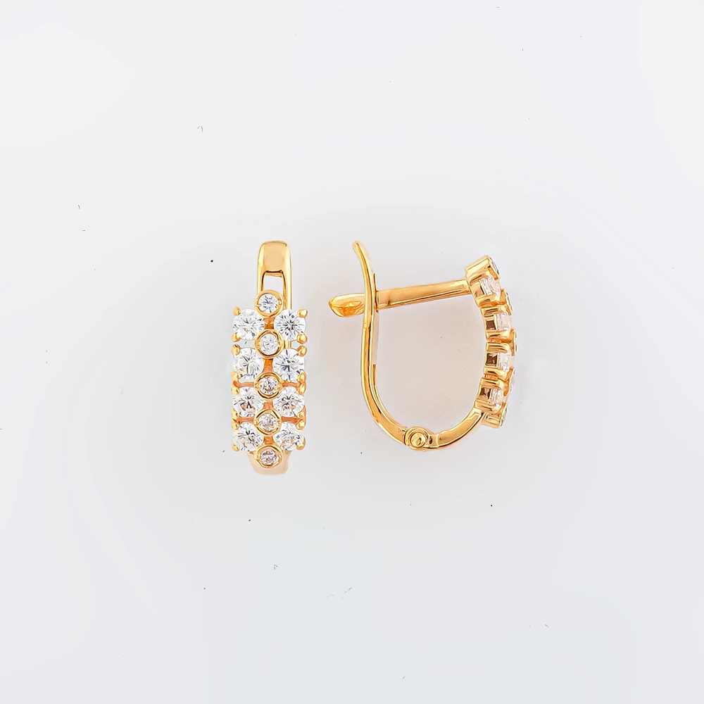 Серьги с фианитом из красного золота 585 пробы 1