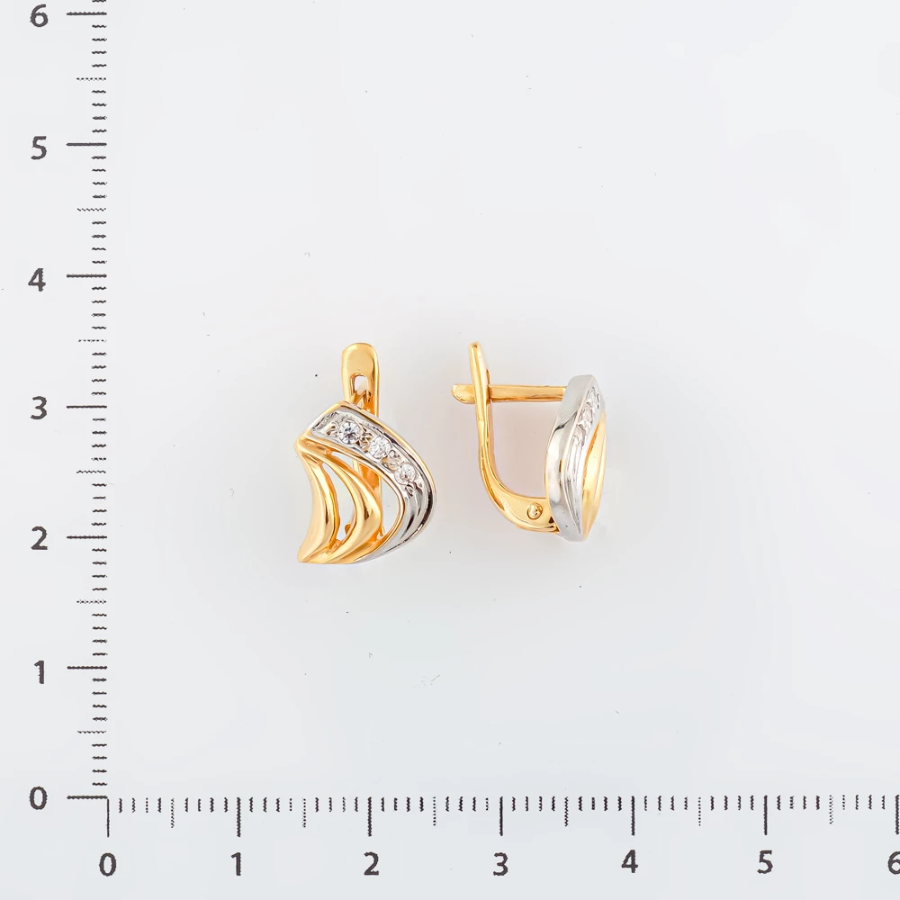 Серьги с фианитом из красного золота 585 пробы 2