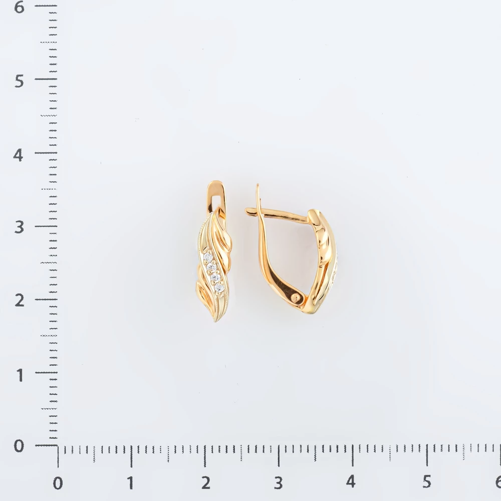Серьги с фианитом из красного золота 585 пробы 2