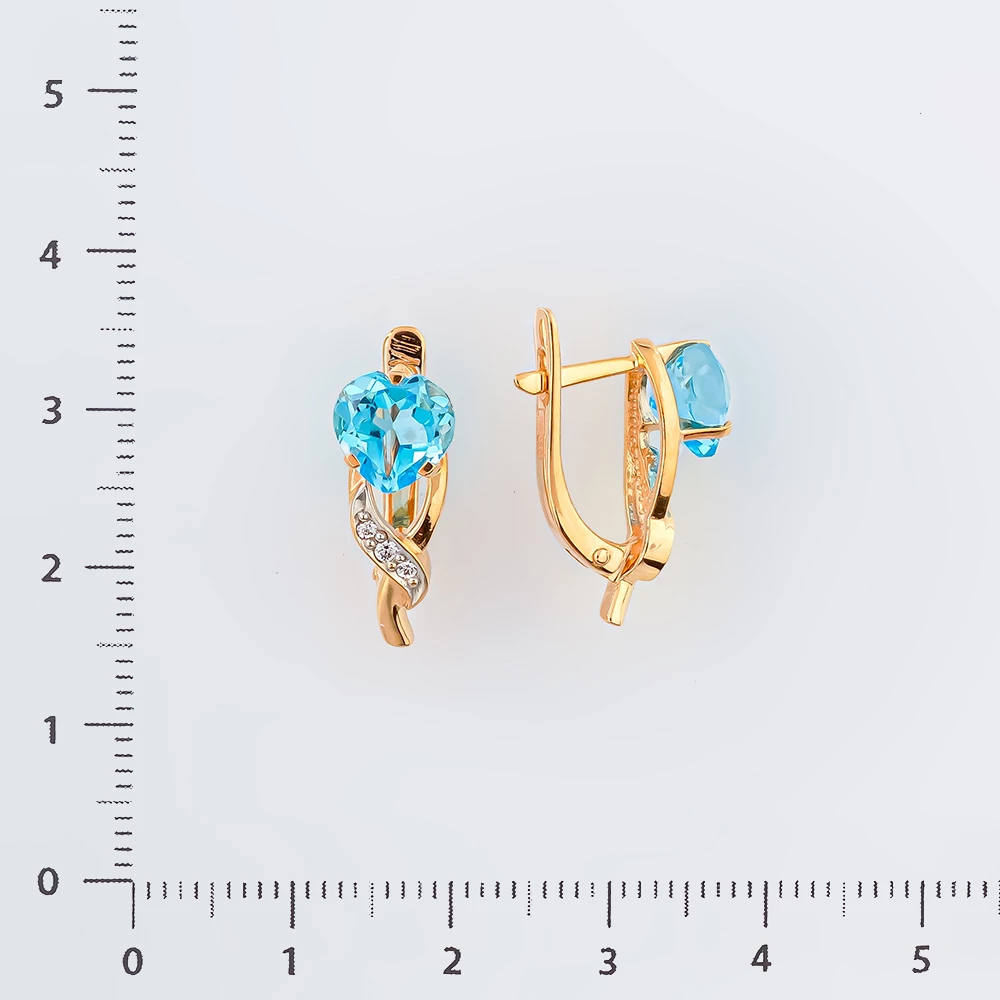 Серьги с топазом из красного золота 585 пробы 2
