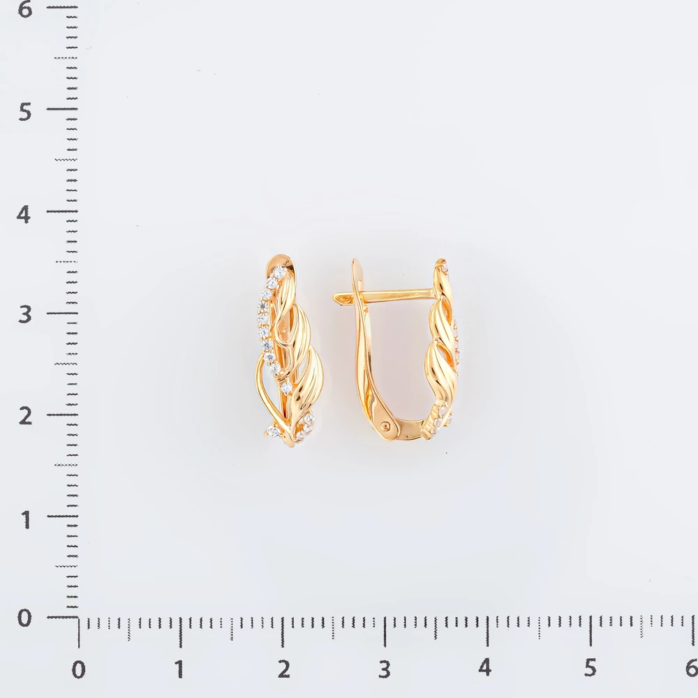 Серьги с фианитом из красного золота 585 пробы 2