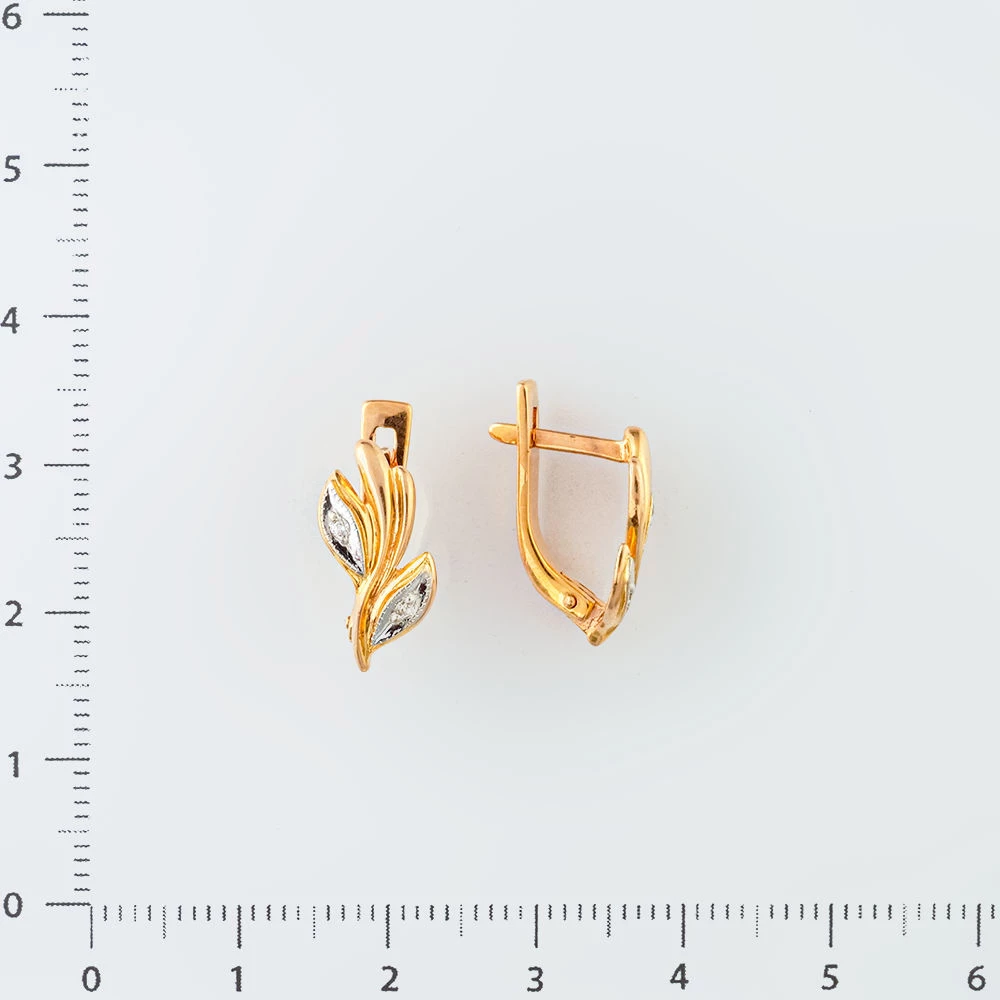 Серьги с фианитом из красного золота 585 пробы 2