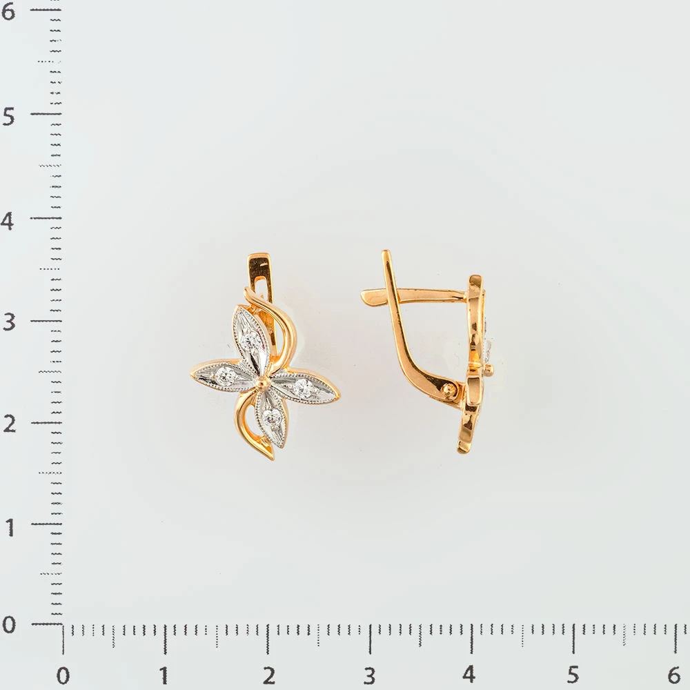 Серьги с фианитом из красного золота 585 пробы 2