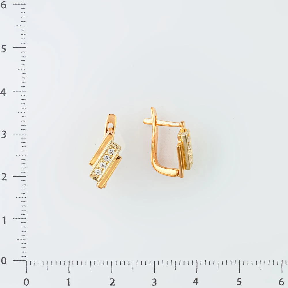 Серьги с фианитом из красного золота 585 пробы 2
