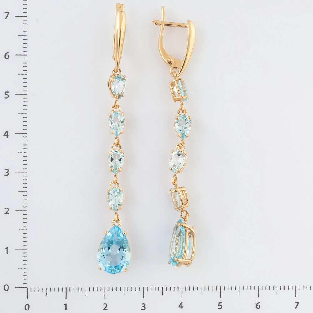 Серьги с топазом из красного золота 585 пробы 2