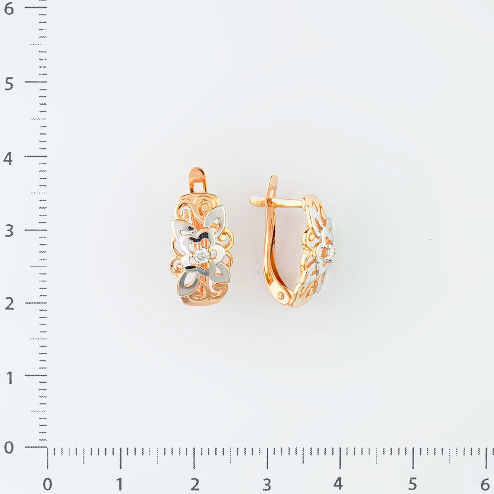 Серьги с бриллиантом из красного золота 585 пробы 2