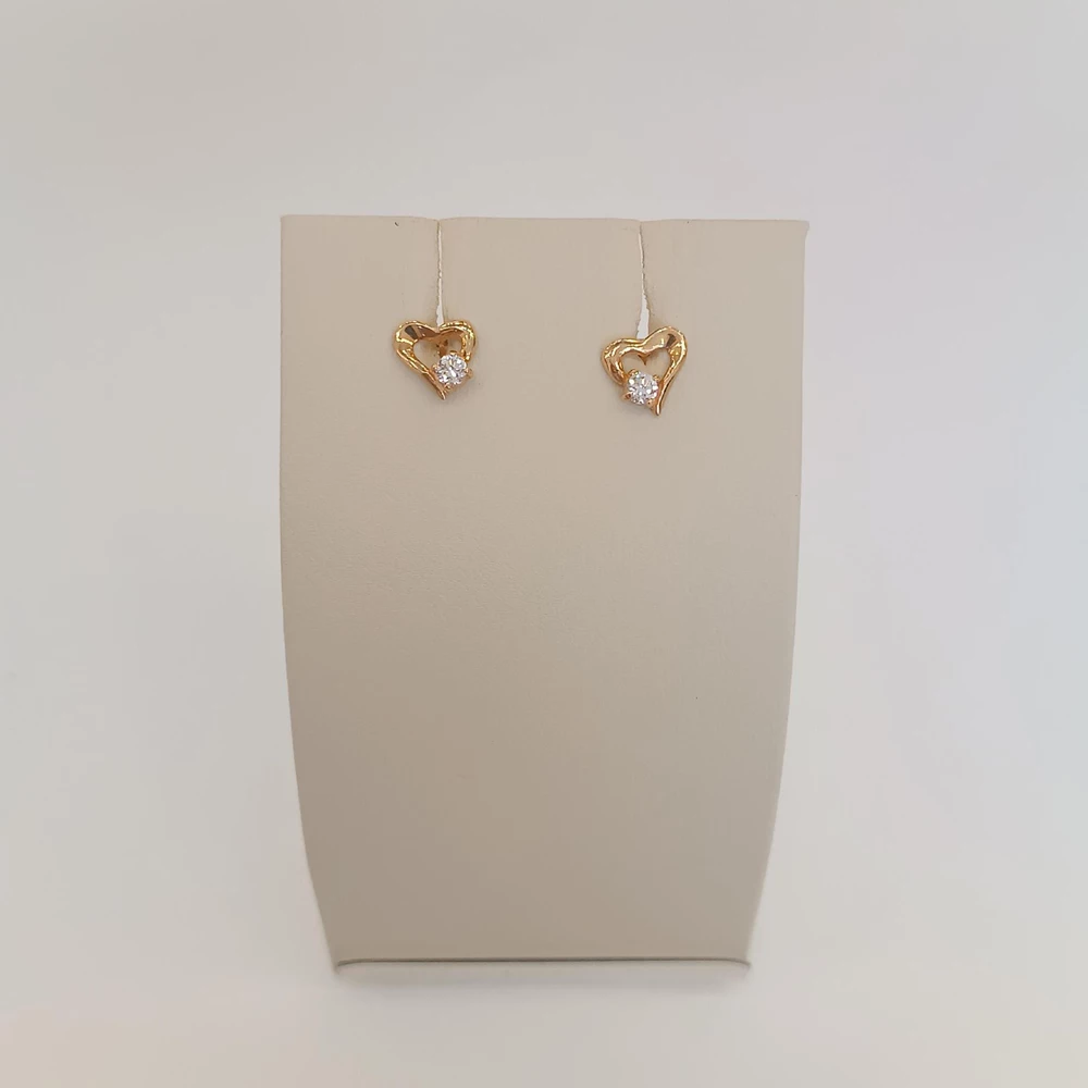 Серьги с фианитом из красного золота 585 пробы 1