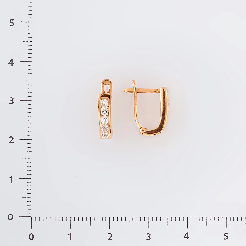 Серьги с фианитом из красного золота 585 пробы 2