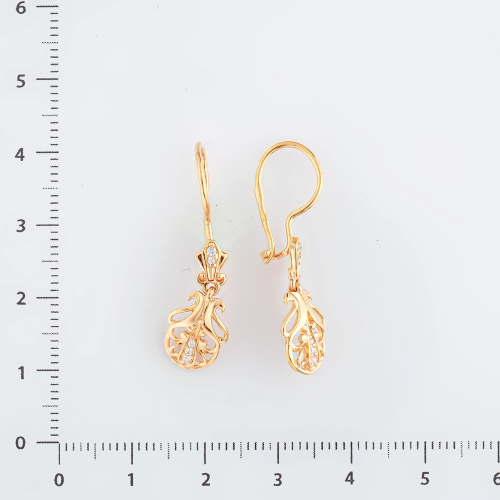 Серьги с фианитом из красного золота 585 пробы 2