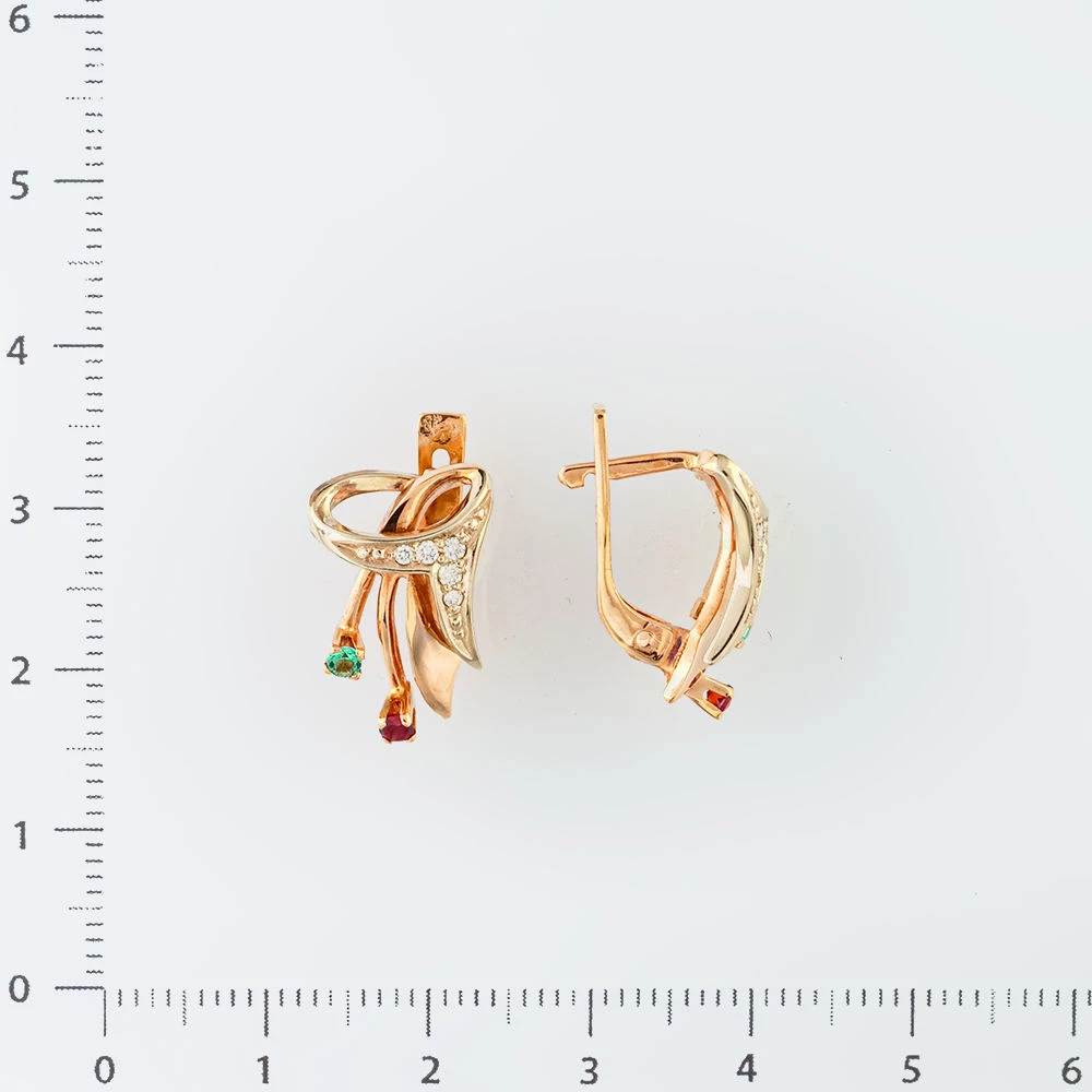 Серьги с изумрудом из красного золота 585 пробы 2