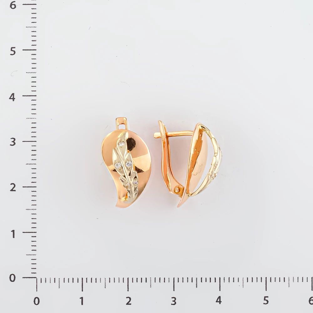 Серьги с фианитом из красного золота 585 пробы 2