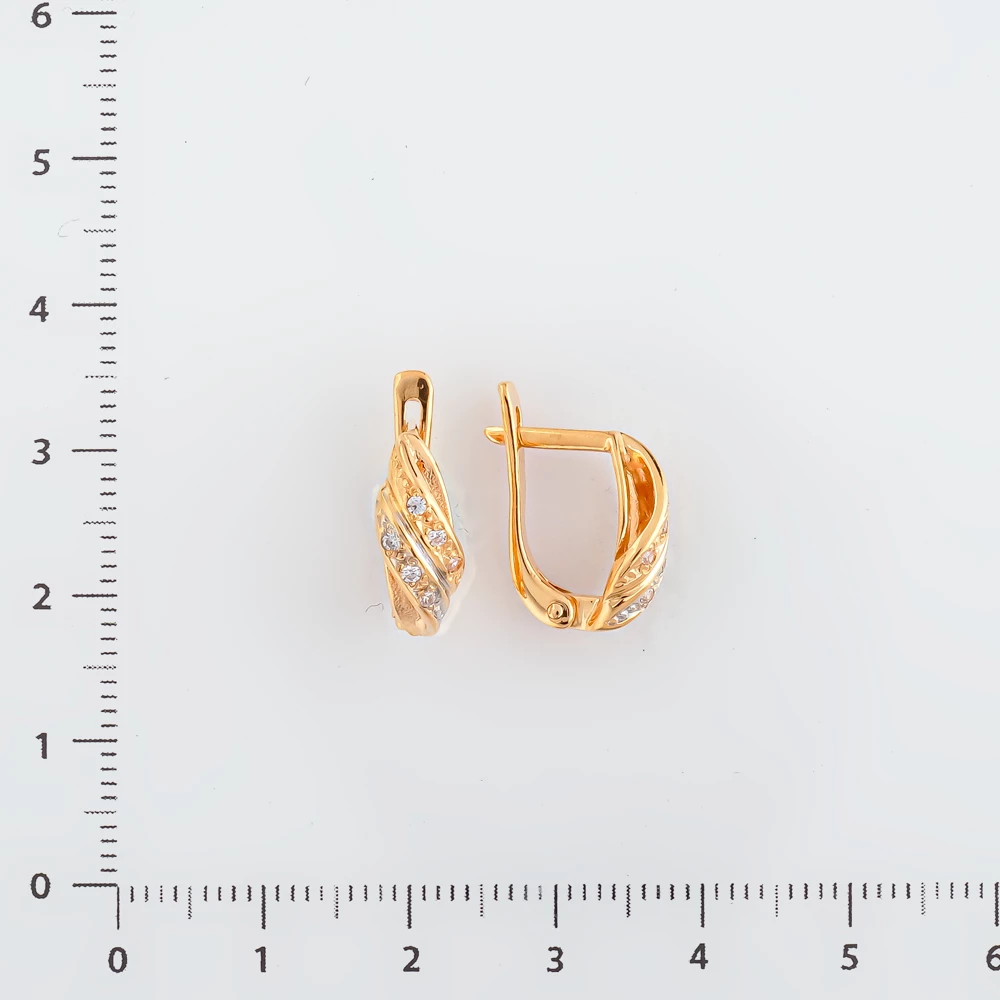Серьги с фианитом из красного золота 585 пробы 2