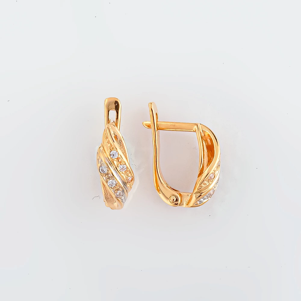 Серьги с фианитом из красного золота 585 пробы 1