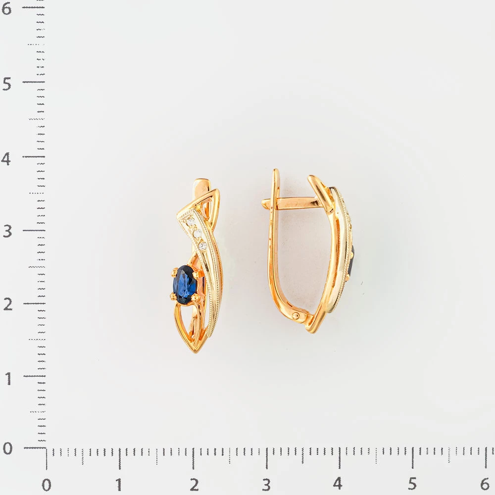 Серьги с сапфиром из красного золота 585 пробы 2