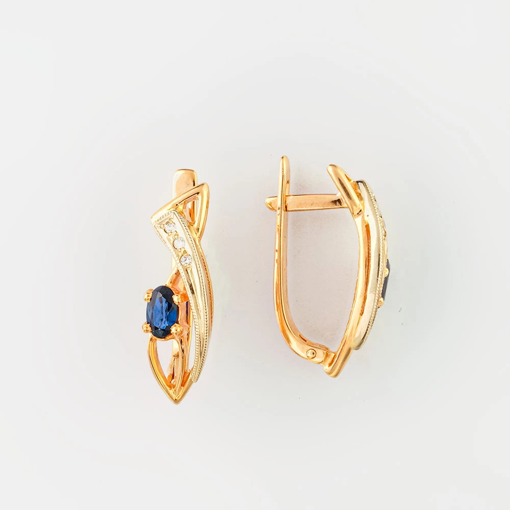 Серьги с сапфиром из красного золота 585 пробы 1