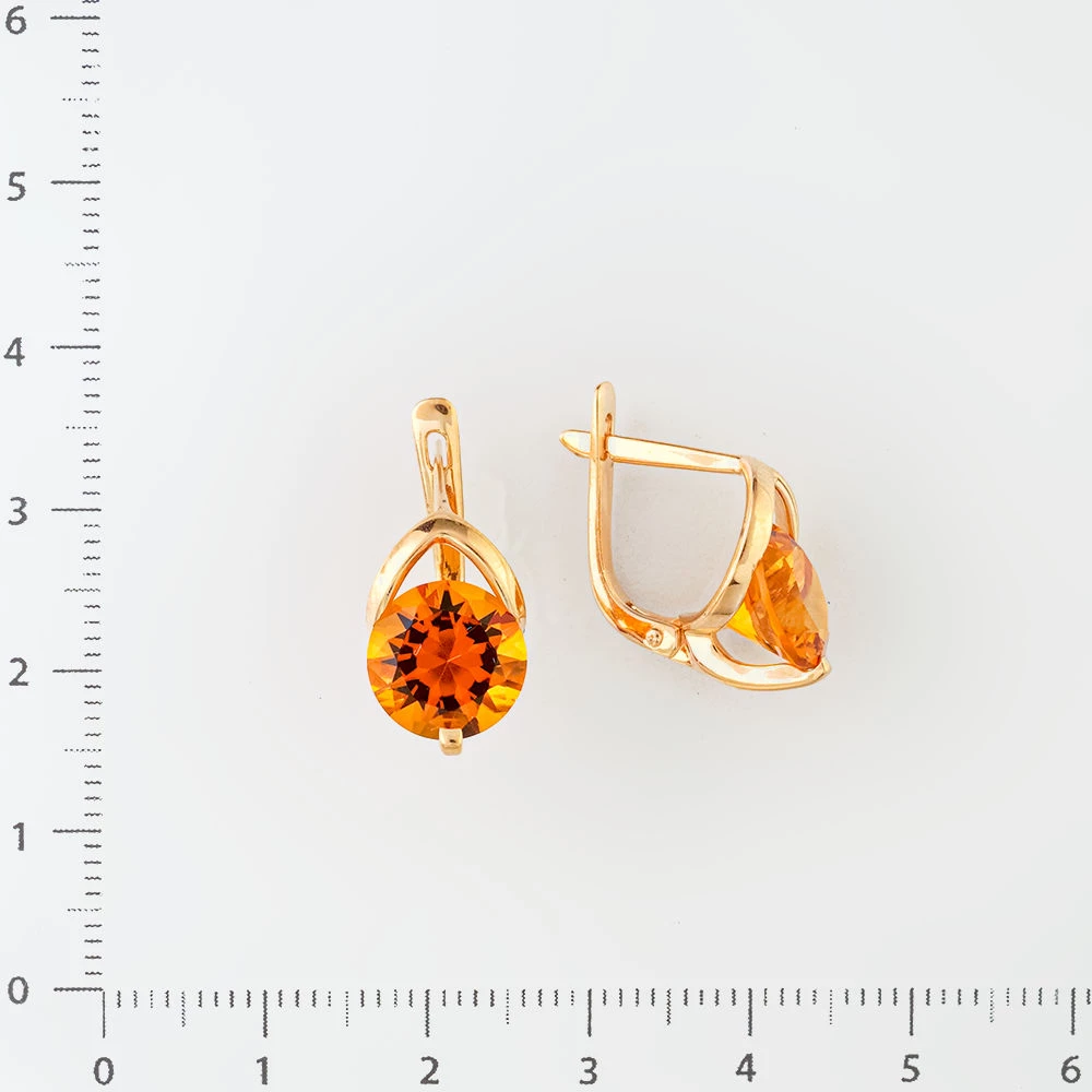 Серьги с ситаллом из красного золота 585 пробы