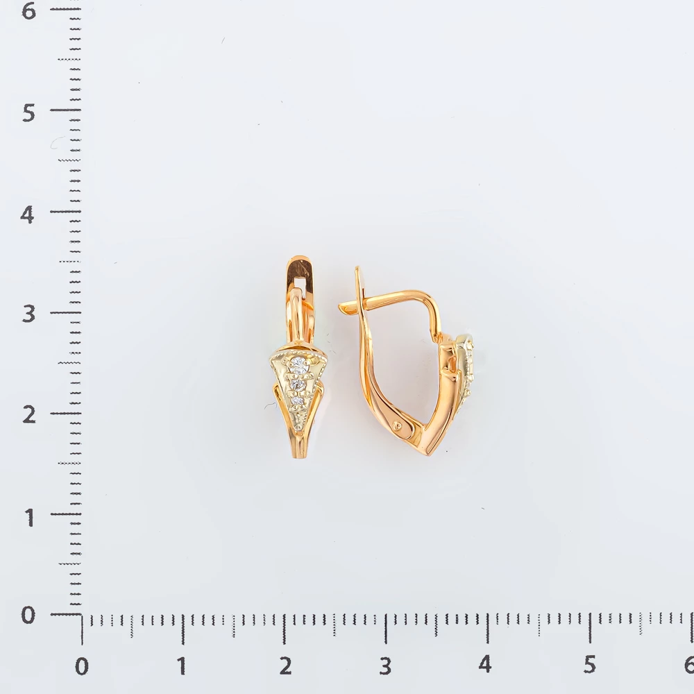Серьги с фианитом из красного золота 585 пробы 2