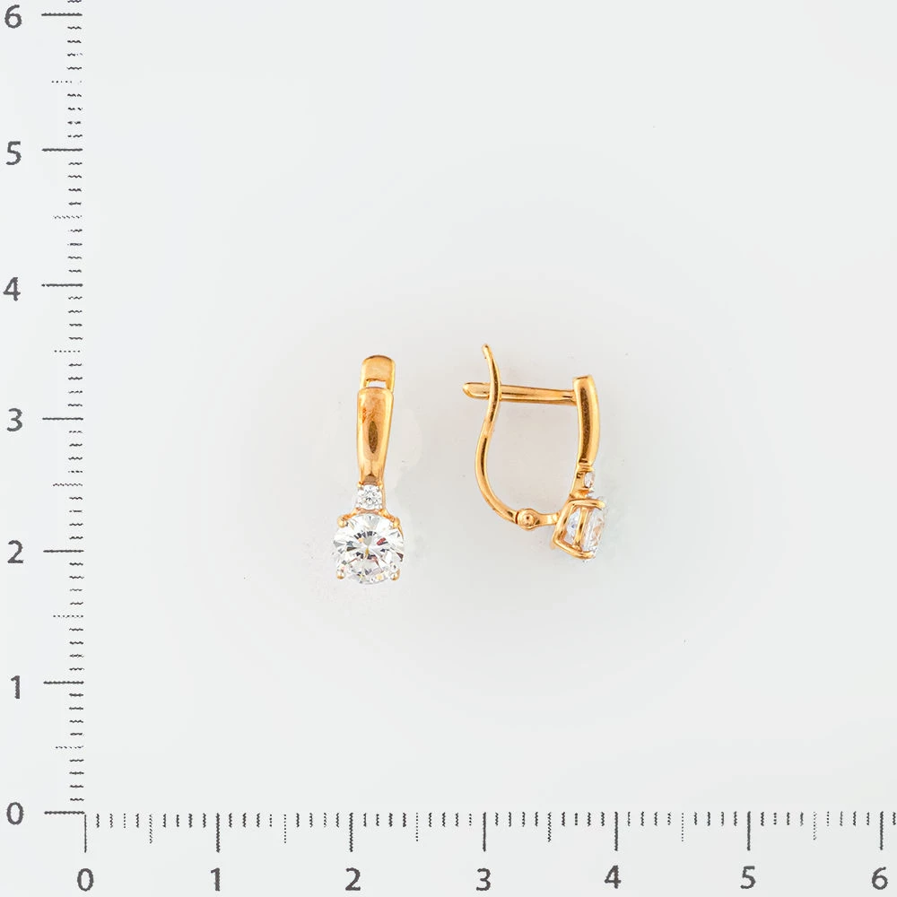 Серьги с фианитом из красного золота 585 пробы 2