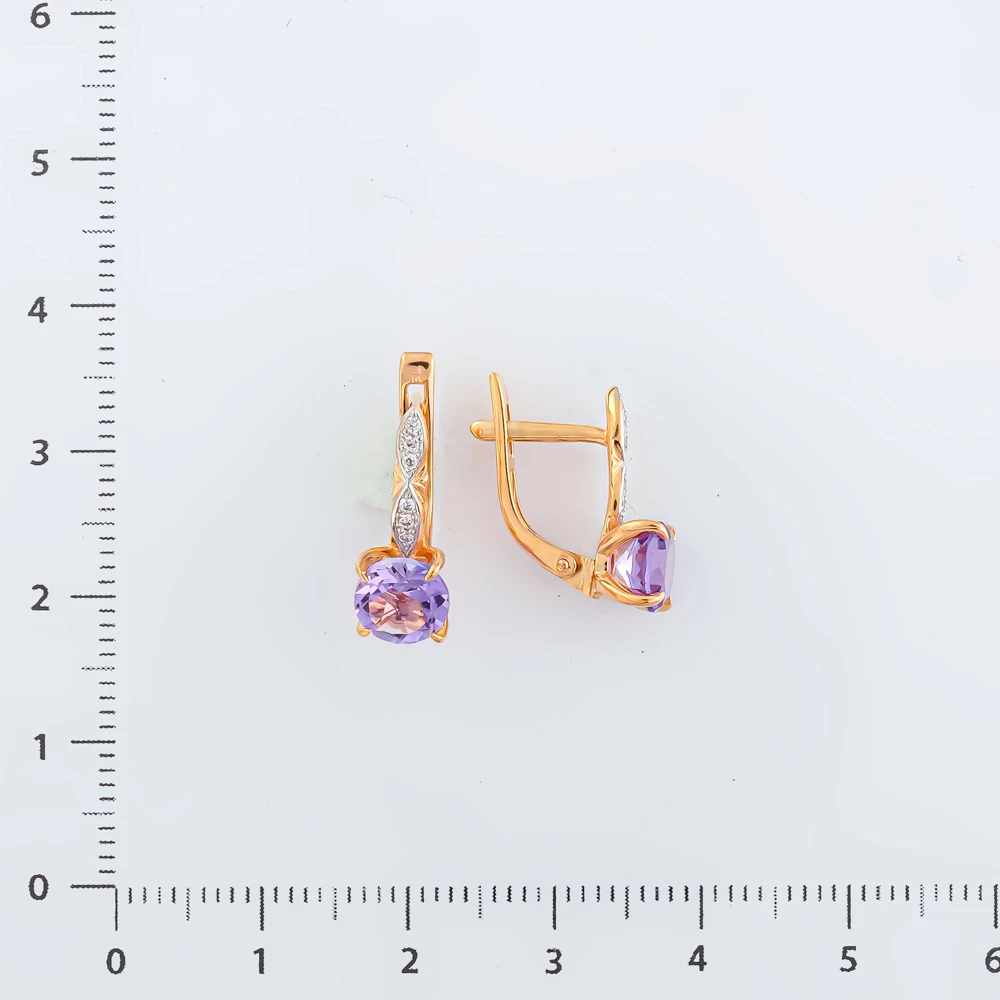 Серьги с аметистом из красного золота 585 пробы 2