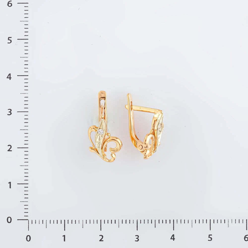 Серьги с фианитом из красного золота 585 пробы 2