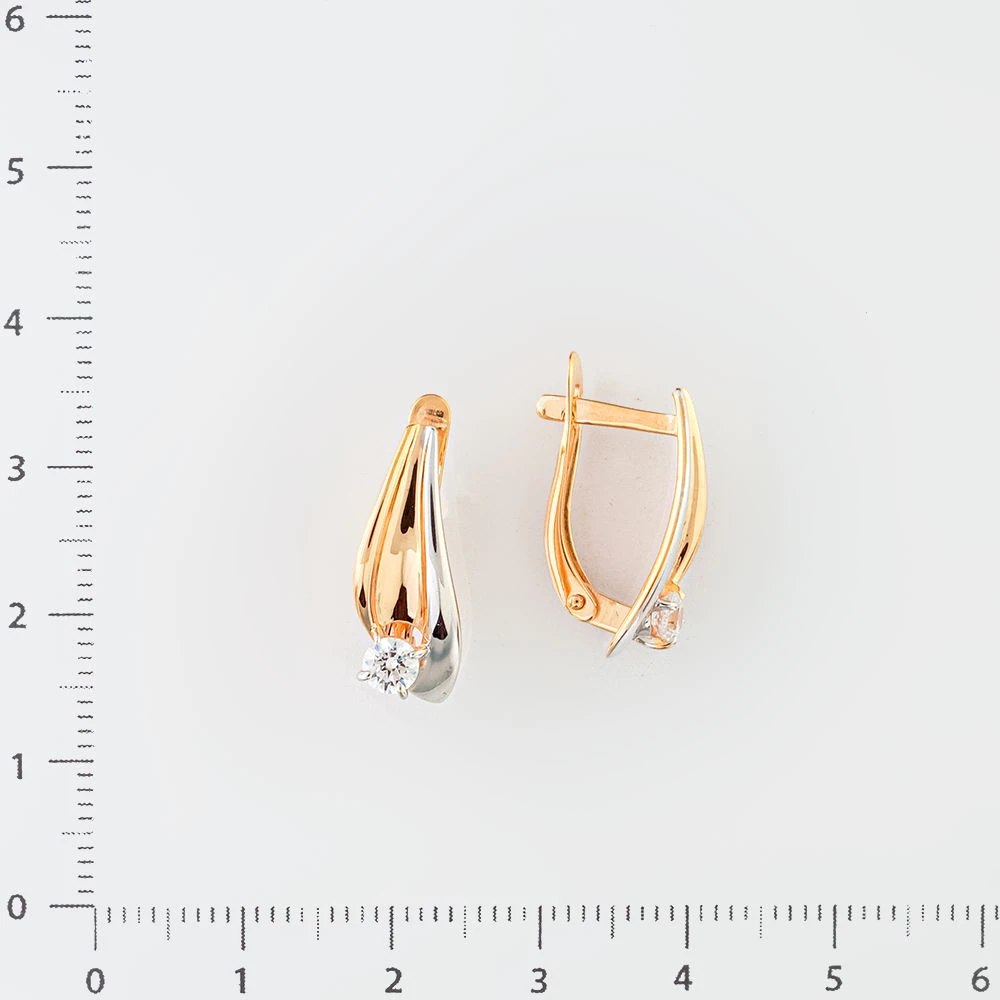 Серьги с фианитом из красного золота 585 пробы 2