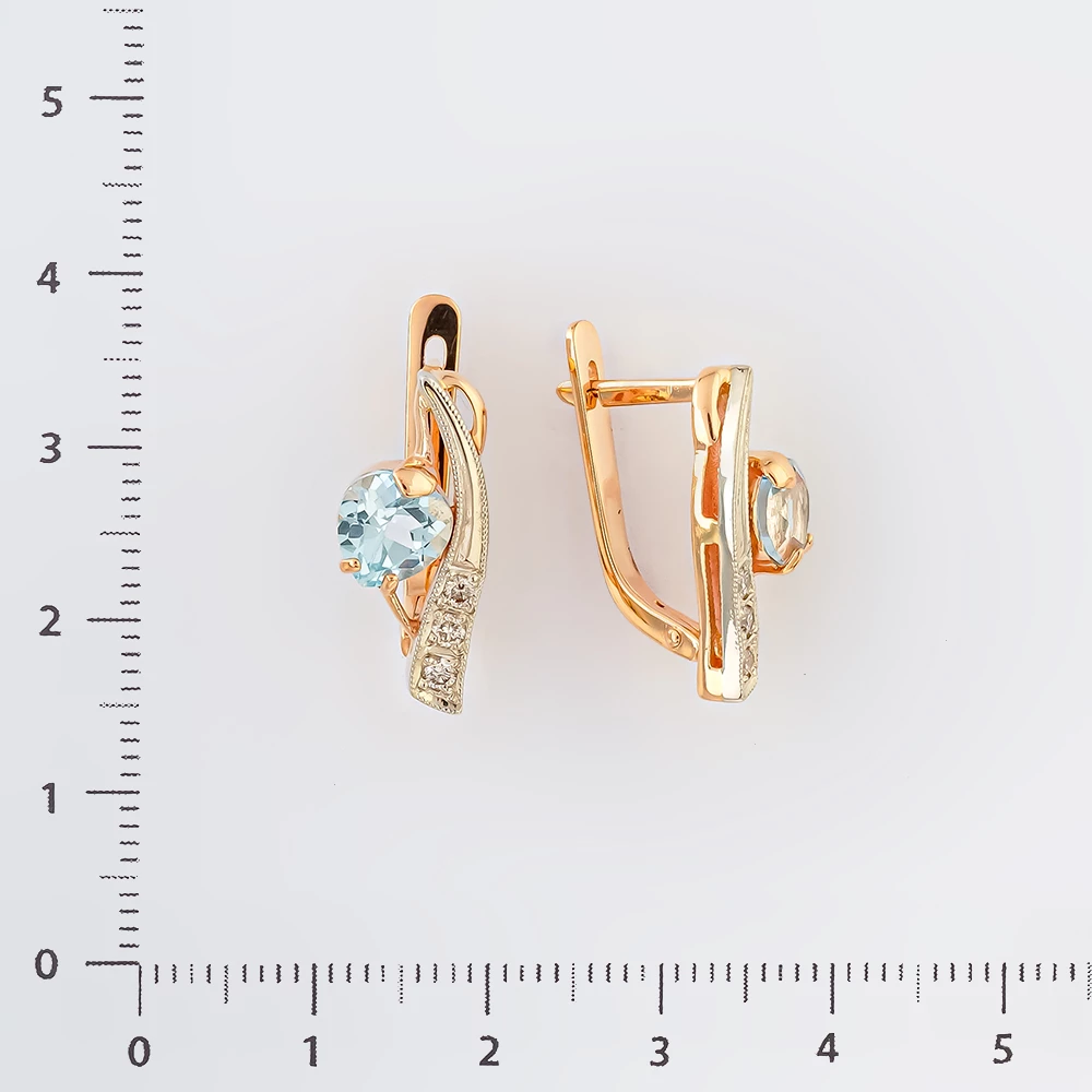 Серьги с топазом из красного золота 585 пробы 2